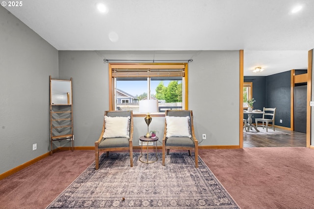 1313 Wakeman Ln, Gearhart, OR 97138 - living area with carpet flooring, baseboards, and recessed lighting