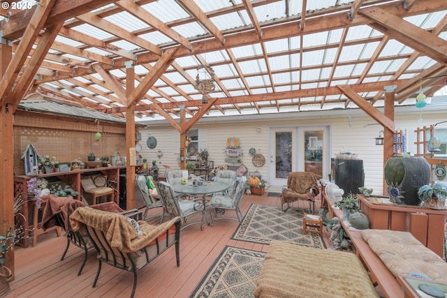 wooden terrace featuring a pergola