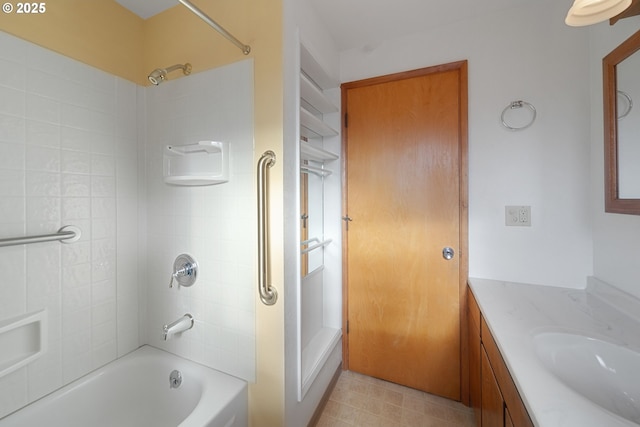 bathroom with vanity and shower / bath combination