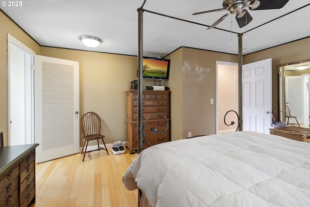 bedroom with light wood-type flooring