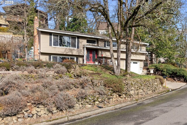 bi-level home with a garage