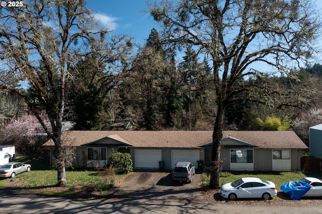 ranch-style house with a garage and driveway