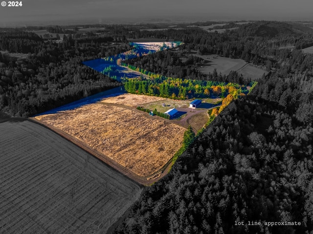 bird's eye view featuring a forest view
