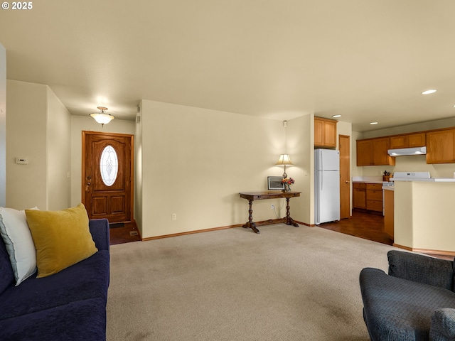 1305 Sandy Ridge Rd, Gearhart, OR 97138 - living area featuring dark carpet and recessed lighting
