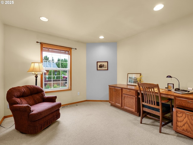 1305 Sandy Ridge Rd, Gearhart, OR 97138 - home office with light carpet and recessed lighting