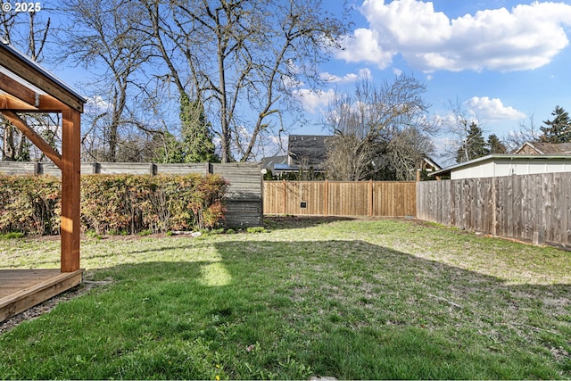 view of yard featuring a fenced backyard