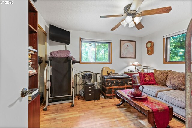 174 Cedar Ln, Gates, OR 97346 - living room featuring light wood finished floors and ceiling fan