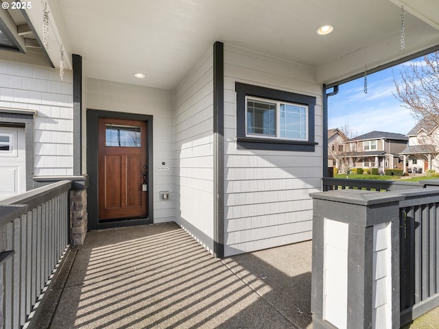 doorway to property with a balcony