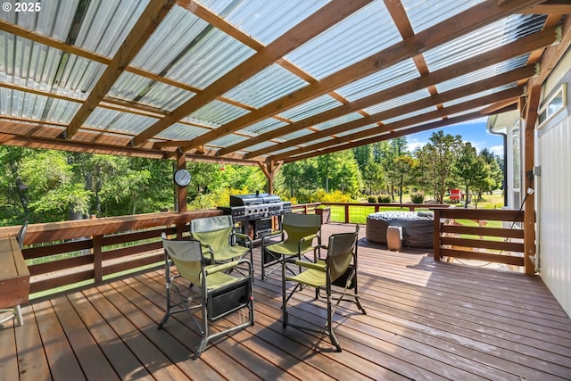 87477 Jean Dr, Bandon, OR 97411 - deck with view of wooded area and grilling area