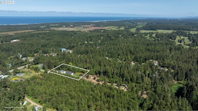 87477 Jean Dr, Bandon, OR 97411 - aerial overview of property's location with a forest and property boundaries highlighted