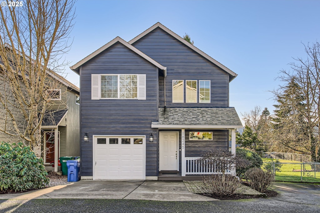 front facade with a garage