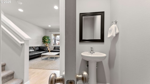11649 SE Pleasant Valley Pkwy, Happy Valley, OR 97086 - bathroom with recessed lighting and wood finished floors