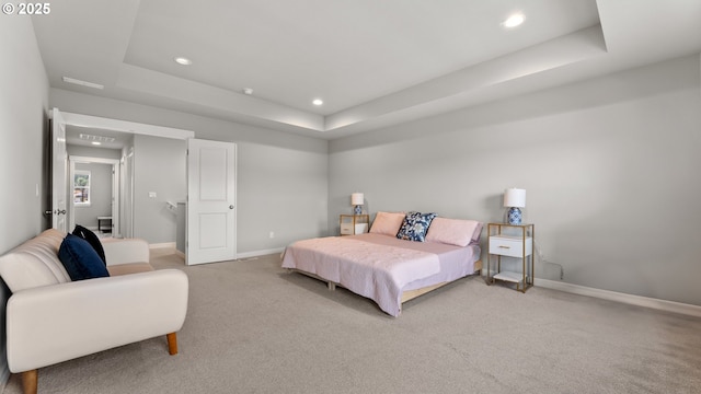 11649 SE Pleasant Valley Pkwy, Happy Valley, OR 97086 - bedroom with a tray ceiling, carpet floors, and recessed lighting