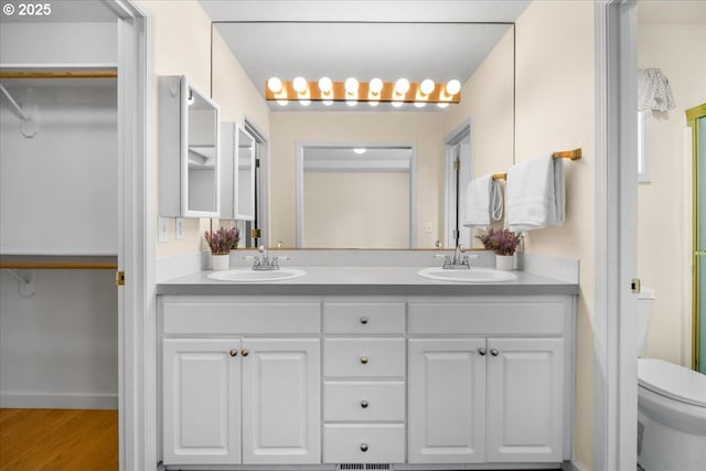 2290 N Irvine St, Cornelius, OR 97113 - bathroom with double vanity, wood finished floors, and a walk in closet