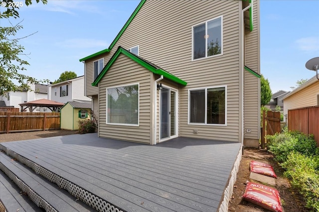 2290 N Irvine St, Cornelius, OR 97113 - deck featuring a storage unit and a fenced backyard