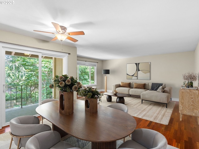 6801 SW Terri Ct Unit 60, Portland, OR 97225 - dining area with ceiling fan and wood finished floors