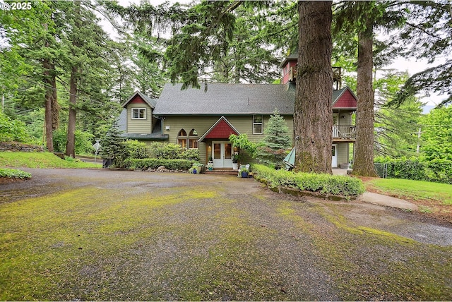337 NW Hot Springs Alameda Rd, Stevenson, WA 98648 - view of front of house featuring french doors and a shingled roof
