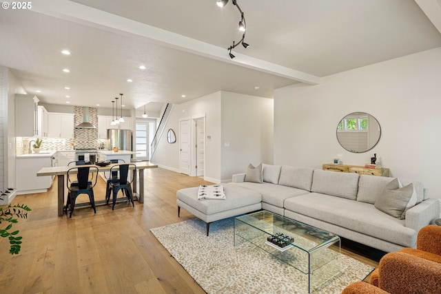 1408 Taylor St, Eugene, OR 97402 - living room with light wood-type flooring, recessed lighting, and baseboards