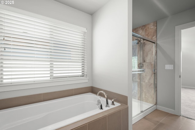 15519 NE 108th Way, Vancouver, WA 98682 - bathroom with a bath, a shower stall, and tile patterned floors