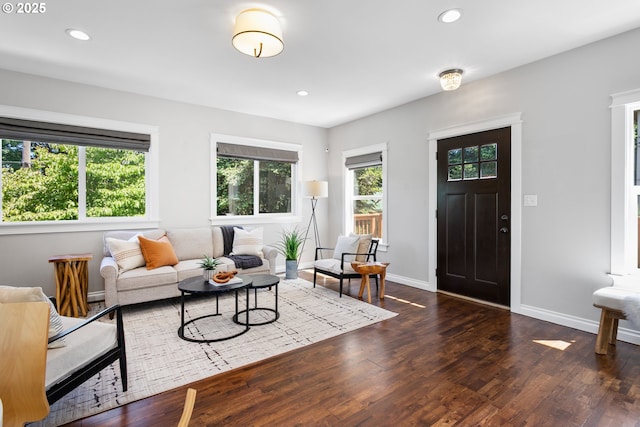 3817 NE 11th Ave, Portland, OR 97212 - living area with wood finished floors, recessed lighting, and baseboards