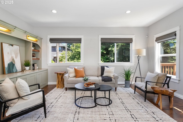 3817 NE 11th Ave, Portland, OR 97212 - living room featuring recessed lighting, baseboards, and wood finished floors