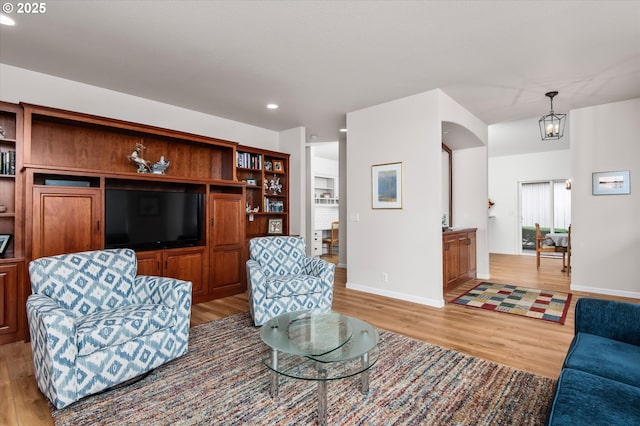 living room featuring light hardwood / wood-style flooring