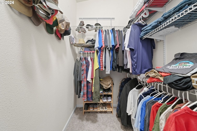 walk in closet featuring carpet