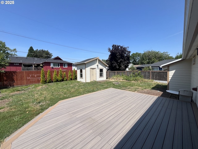 3345 SW 124th Ave, Beaverton, OR 97005 - wooden deck with an outdoor structure and a fenced backyard
