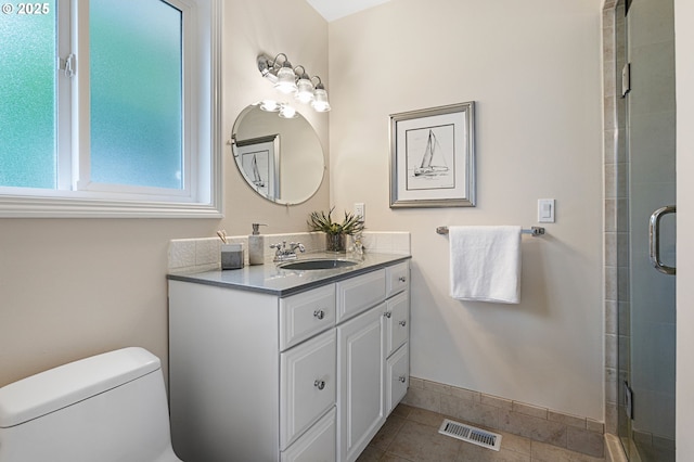 3025 SW Wallula Ave, Gresham, OR 97080 - bathroom with vanity, a stall shower, and tile patterned flooring