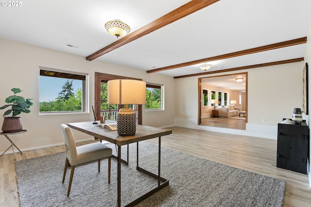 3025 SW Wallula Ave, Gresham, OR 97080 - dining area featuring beamed ceiling and light wood-type flooring