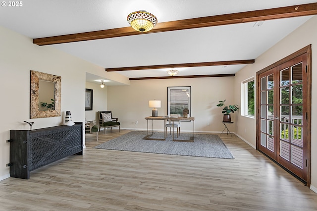 3025 SW Wallula Ave, Gresham, OR 97080 - dining room with beam ceiling, light wood-style floors, and an office area