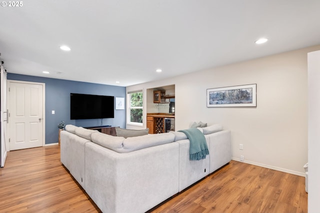 13355 SW Chimney Ridge Ct, Tigard, OR 97223 - living area featuring recessed lighting, light wood-type flooring, and wine cooler