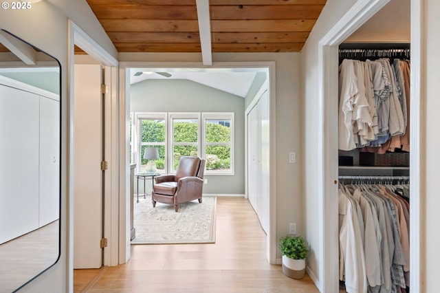 13355 SW Chimney Ridge Ct, Tigard, OR 97223 - corridor with light wood-style floors and wooden ceiling