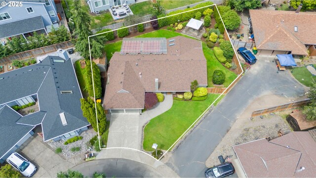 13355 SW Chimney Ridge Ct, Tigard, OR 97223 - aerial perspective of suburban area with property boundaries highlighted