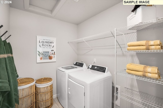 4321 Dogwood Ave, Albany, OR 97322 - washroom with independent washer and dryer, attic access, and baseboards