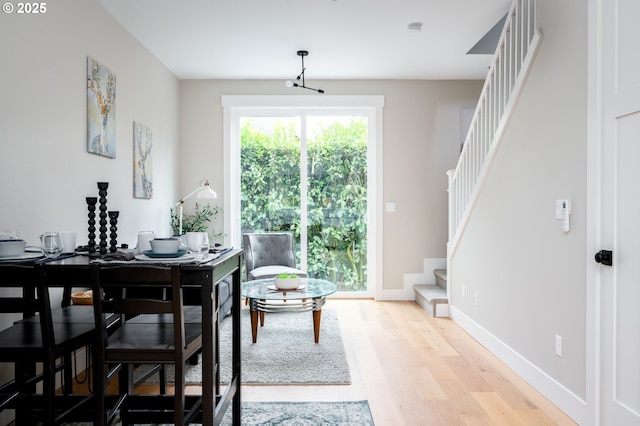 dining area featuring light hardwood / wood-style flooring