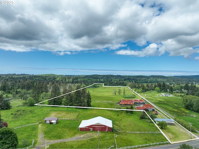 aerial view with a rural view