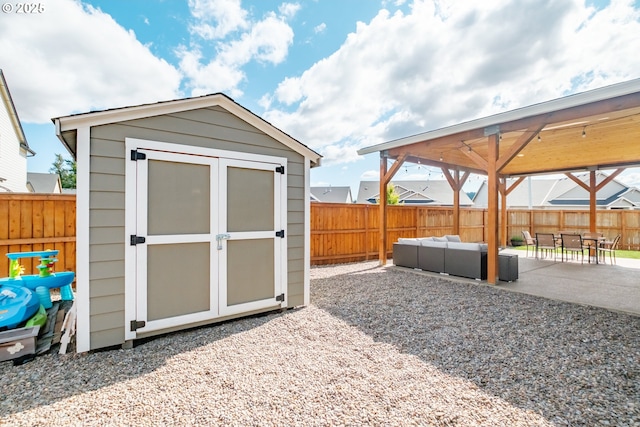 5300 Davis St SE, Turner, OR 97392 - view of shed with a fenced backyard and an outdoor hangout area