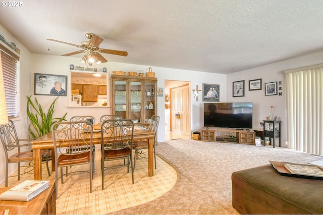 1318 SW 39th Ave, Pendleton, OR 97801 - dining area featuring ceiling fan, carpet floors, and a textured ceiling