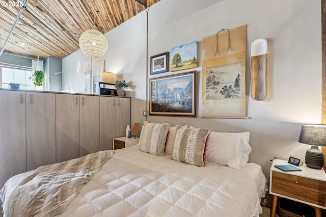 bedroom featuring wood ceiling