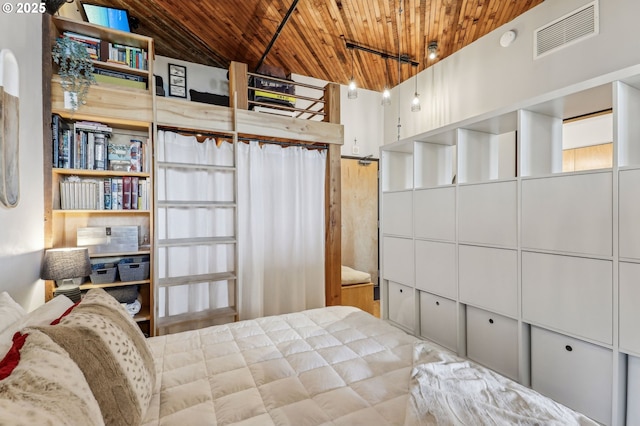 bedroom featuring wood ceiling