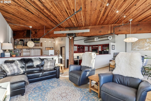 1420 NW Lovejoy St Unit 518, Portland, OR 97209 - living area featuring wooden ceiling