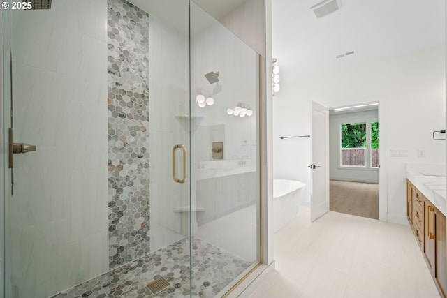 5404 NE 111th St, Vancouver, WA 98686 - full bath with vanity, a stall shower, and a freestanding bath