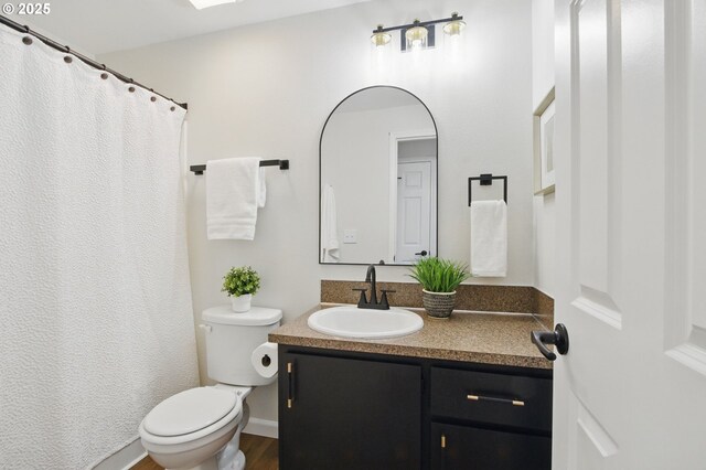 full bathroom with toilet and vanity