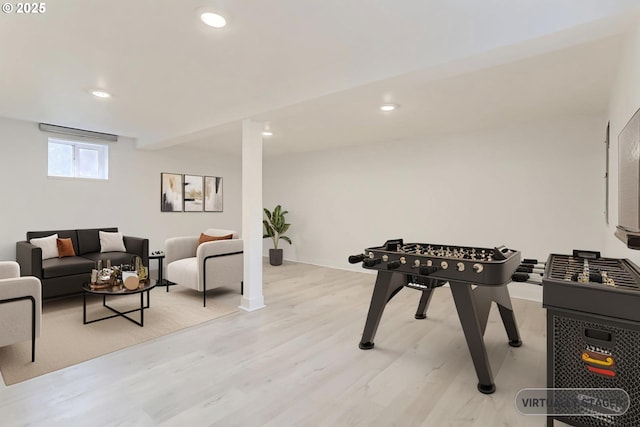 4235 SE Jackson St, Milwaukie, OR 97222 - recreation room featuring recessed lighting, light wood-style flooring, and baseboards