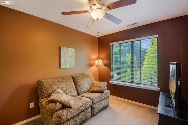 16181 SW Holland Ln, Sherwood, OR 97140 - sitting room featuring carpet floors, baseboards, and ceiling fan