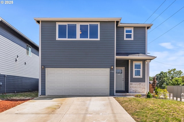 1502 Timothy St, Philomath, OR 97370 - view of front facade with a garage, driveway, and a front yard
