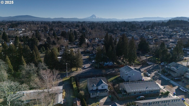 birds eye view of property featuring a mountain view