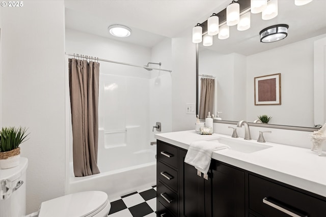 10914 SW 64th Ave, Portland, OR 97219 - bathroom with vanity, tile patterned floors, and shower / tub combo with curtain