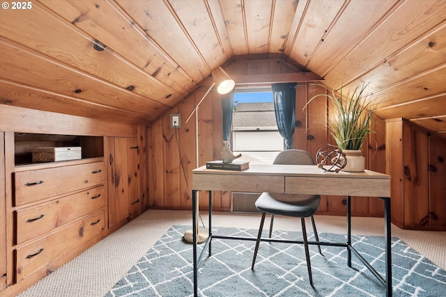 10914 SW 64th Ave, Portland, OR 97219 - carpeted home office with lofted ceiling and wooden walls